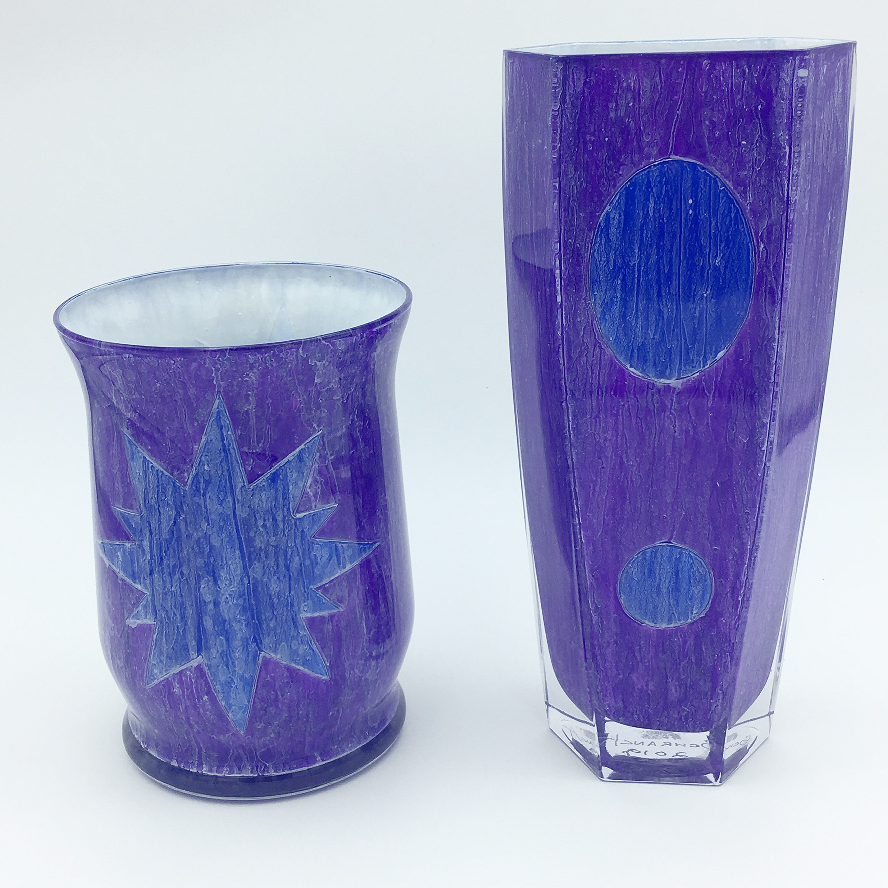 cjs-violet-blue-vases-handpaintedglass